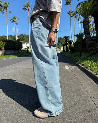 Wide balloon denim pants