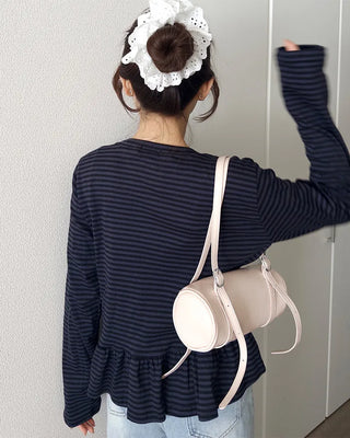 Waist frill striped T-shirt