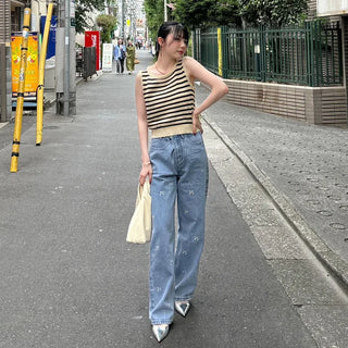 Striped knit sleeveless knit