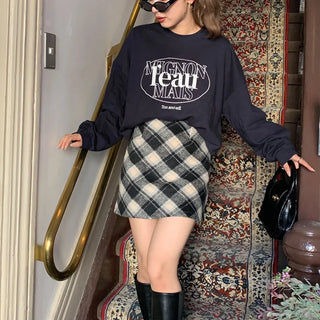 Cross-check mini skirt