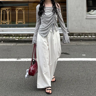Asymmetrical Shirring T-Shirt