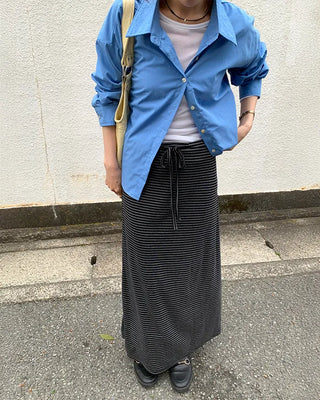 Striped strap long skirt