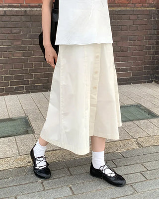 Button-up flared midi skirt
