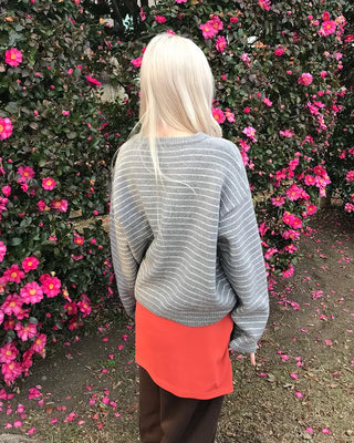 Lambswool striped knit cardigan