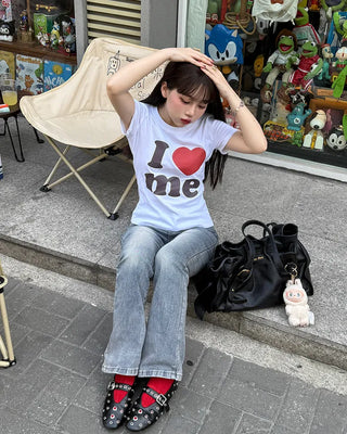 LOVE Lettering Slim Half-Sleeve T-Shirt