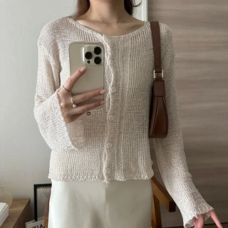 Ribbed sheer cardigan