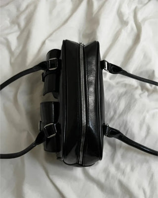 Two-pocket half-moon shoulder bag