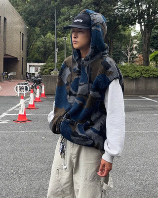 Camouflage fleece hooded vest