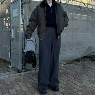 Ribbed wide brushed pants