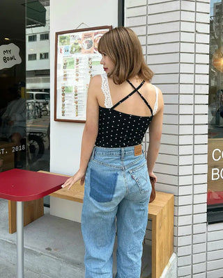 Cup-attached polka dot camisole