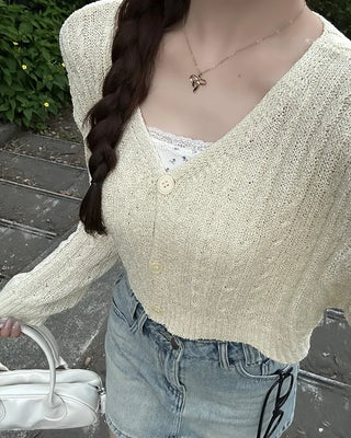Cable Cropped Cardigan