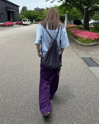 Patterned nylon drawstring bag