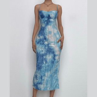 Tie dye backless cami midi dress
