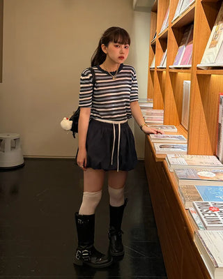 Two-tone balloon mini skirt