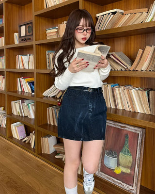 denim mini skirt
