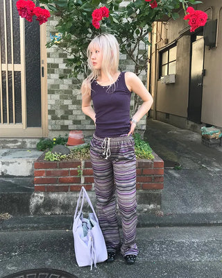 Waist string border bootcut