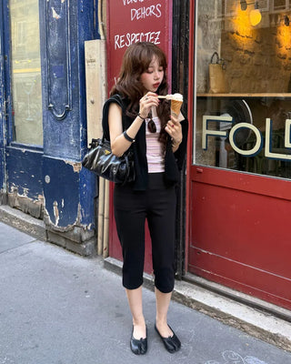 Slit Slim Capri Pants