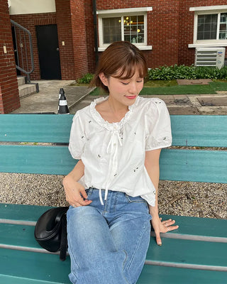 Flower embroidered blouse