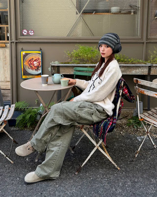 Vintage cargo wide pants