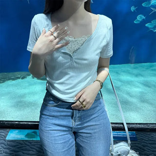 Button-neck T-shirt