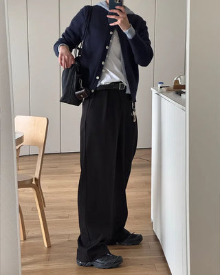 Layered knit hooded cardigan