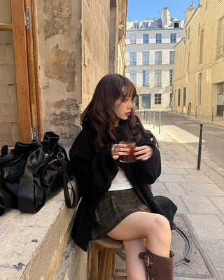 High-neck zip-up blouson