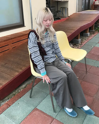 Two-pleat wide slacks