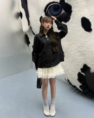 (ORIGINAL) Basic Pintuck Shirring Shirt