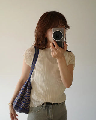 Pleated Wave Half Sleeve T-Shirt