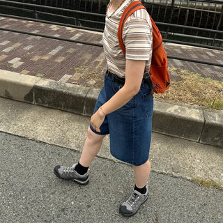 D-ring Bermuda denim pants
