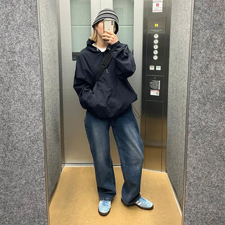 Unisex basic denim wide-leg pants
