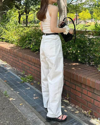 Wide-leg cotton pants