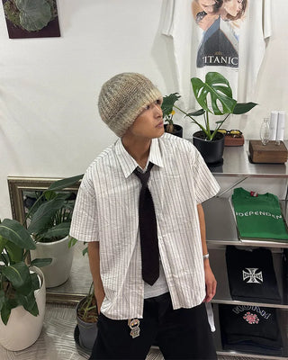 Multi-stripe half-sleeve shirt