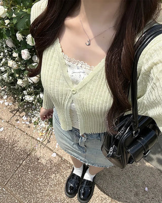 See-through ribbed cardigan