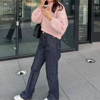 Stitched denim pants
