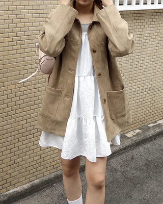 Single suede jacket