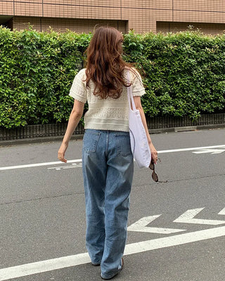 Washed wide-leg denim