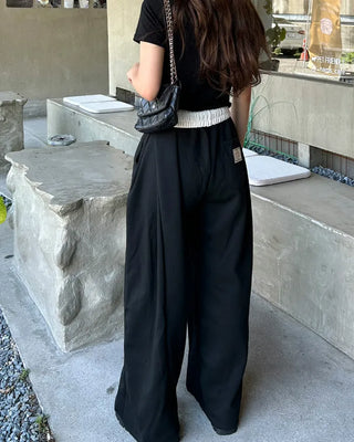 Two-tone wide sweatpants