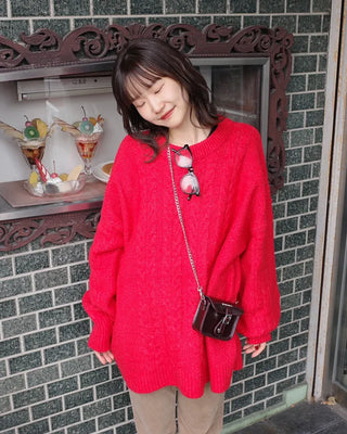 Oversized Cable Knit Long Sweater