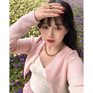 Ribbed cropped cardigan