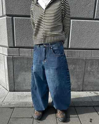 (Unisex) Washed Balloon Denim Pants