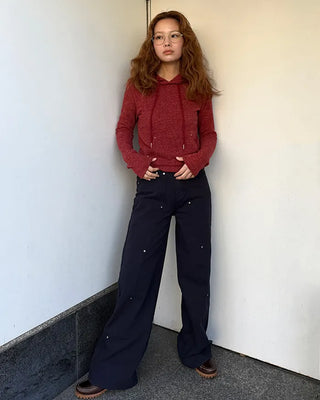 Side Yoke Wide Cotton Pants