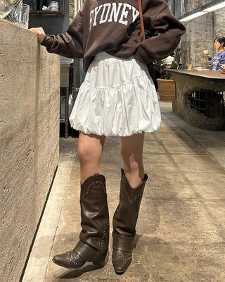 Elastic waist balloon mini skirt