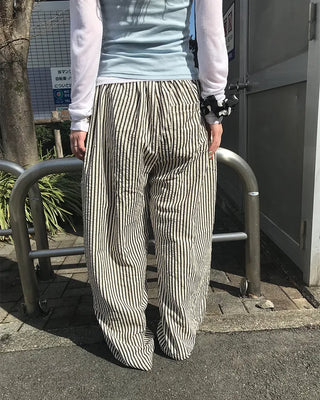 Striped pants with string waistband