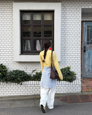 Short crew neck cardigan