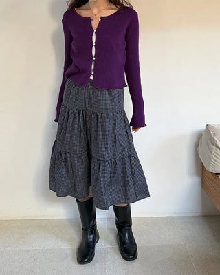 Walnut Button Short Knit Cardigan