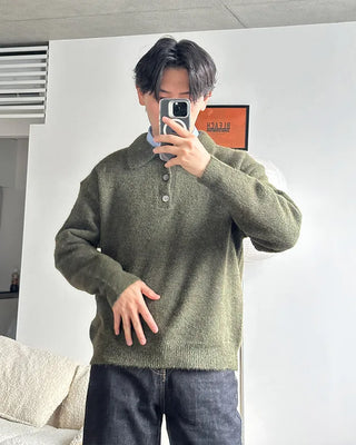 Polo collar boucle knit