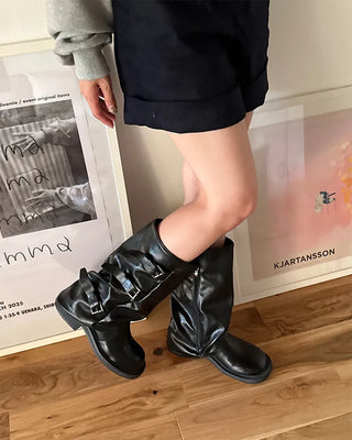 Buckle mid-calf boots