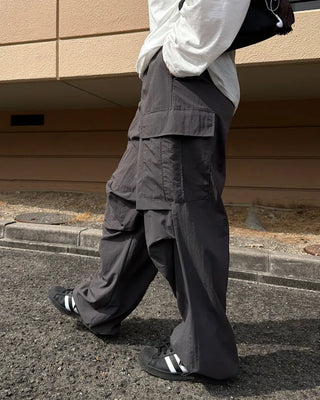 Cargo wide nylon pants