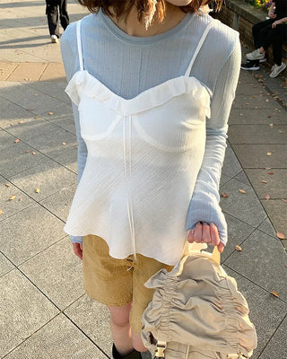 Frilled tie sleeveless dress